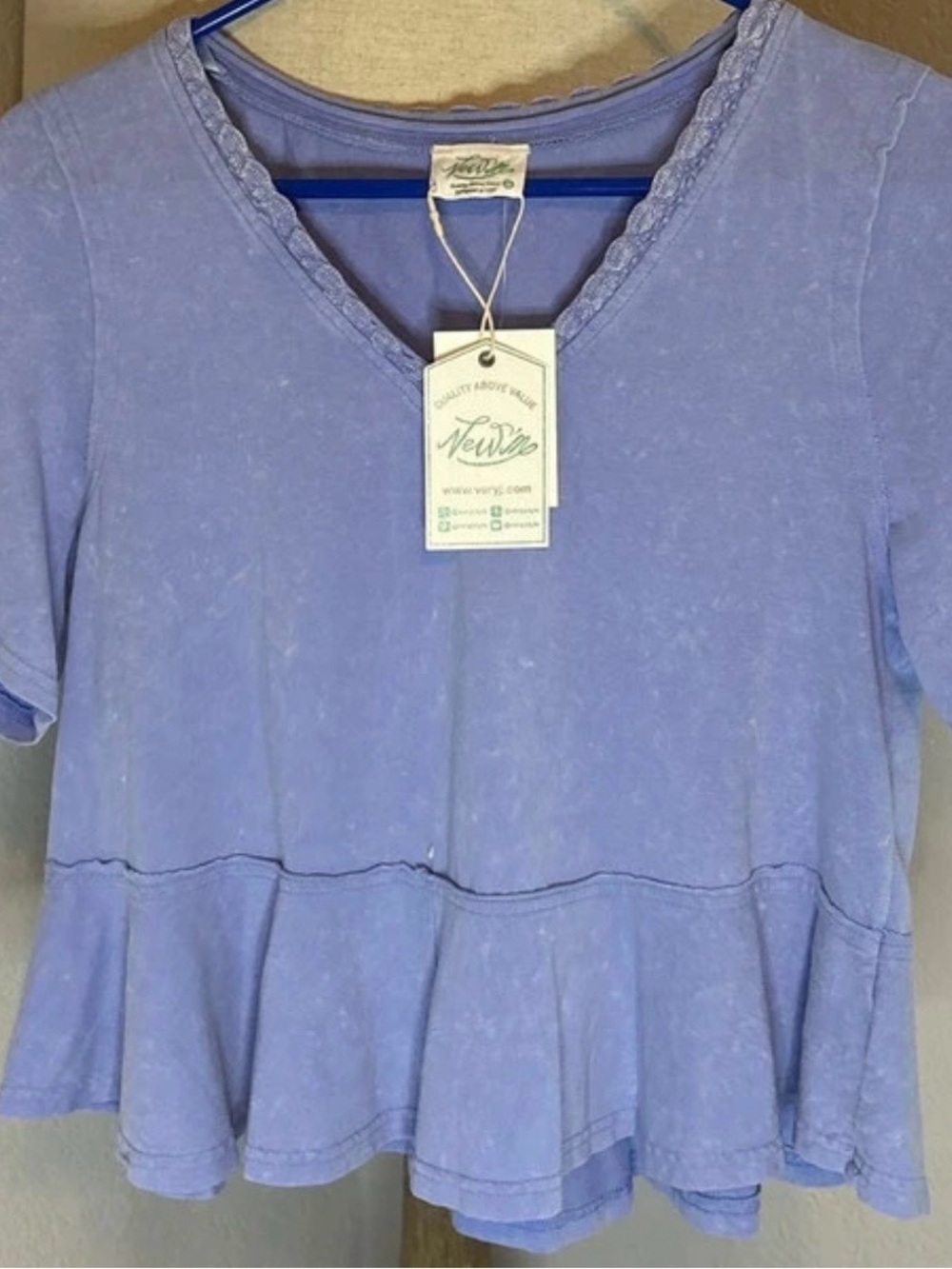 Lilac V-Neck Peplum Top